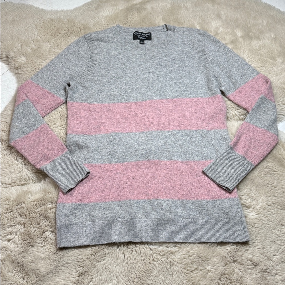 Banana Republic Cashmere Wool Sweater Filpucci Striped Grey Pink Small